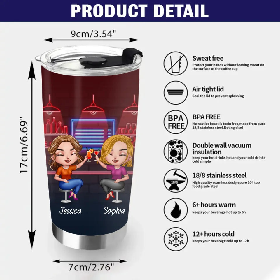 Personalized Sisters Tumbler - Gift Idea for Sisters/Friends/Besties - Silly Pictures Crazy Times Sisters At Heart Partners In Crime