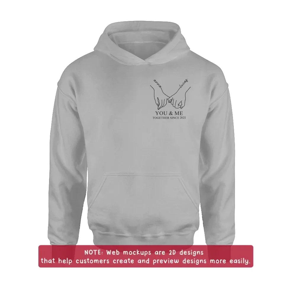 Personalized Couple Embroidered T-shirt/Sweater/Hoodie - You & Me Together Since