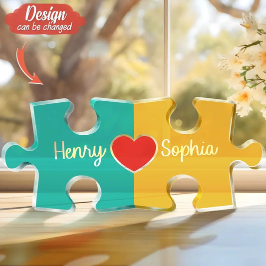 Personalized Couple Puzzle Acrylic Plaque - Gift For Couple/Husband And Wife - Custom Name