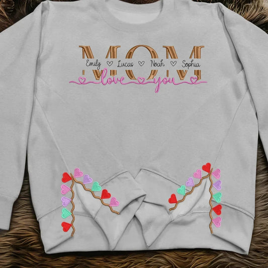 Personalized Mom Side Split Embroidered Sweatshirt - Gift Idea For Mom/Mother's Day With Up To 4 Kids