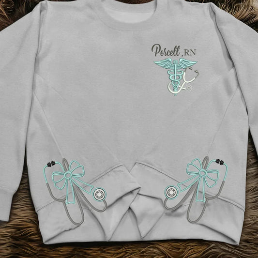 Personalized Nurse Embroidered Side Split Sweatshirt - Gift Idea For Nurse/Birthday - Custom Name