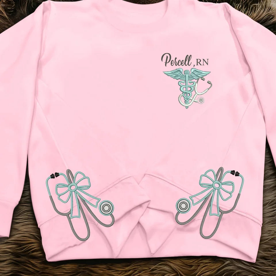 Personalized Nurse Embroidered Side Split Sweatshirt - Gift Idea For Nurse/Birthday - Custom Name