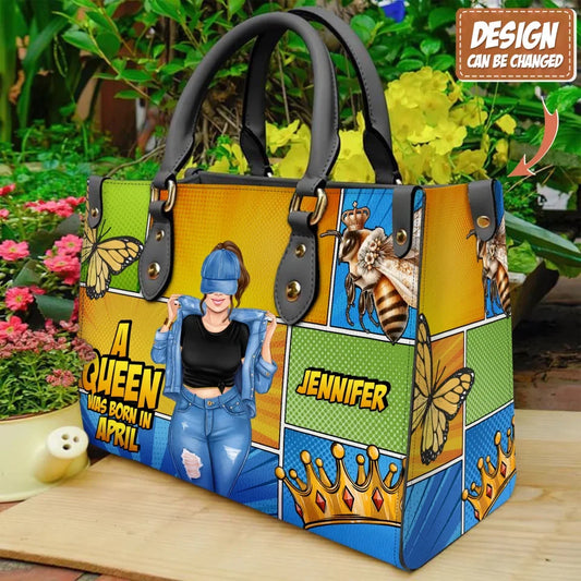 Personalized A Queen PU Leather Handbag With Long Straps - Mother's Day/Birthday Gift For Grandma/Mom/Daughter