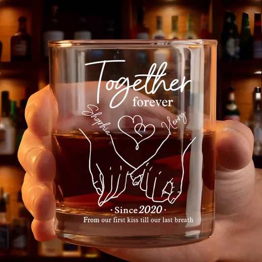 Personalized Couple Whiskey Glass - Valentine's Day Gift For Couple