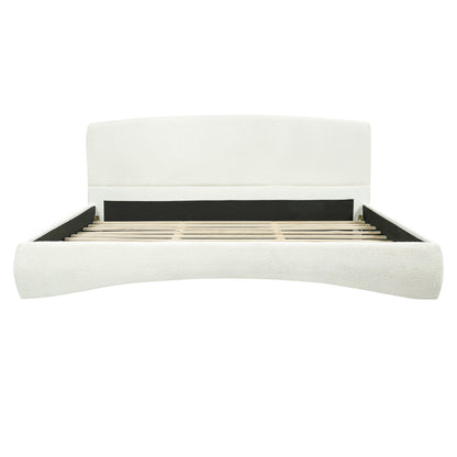 Curved Upholstered Bed with Smart Ambient Lighting
