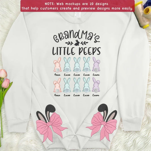 Personalized Grandma Side Bow Embroidered Sweatshirt - Gift Idea For Grandma with  up to 10 Kids - Grandma's Little Peeps