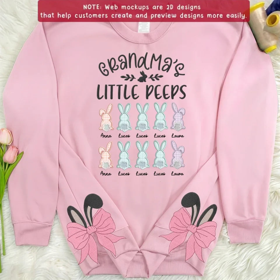 Personalized Grandma Side Bow Embroidered Sweatshirt - Gift Idea For Grandma with  up to 10 Kids - Grandma's Little Peeps