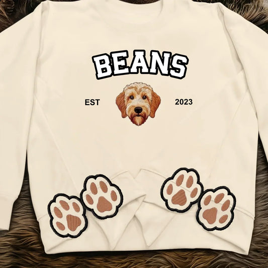 Personalized Dog Mom Side Bow Embroidered Sweatshirt - Upload Dog Photo - Gift Idea For Dog Lover
