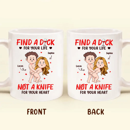 Personalized Funny Couple Coffee Mug - Valentine's Day Gift Idea For Husband/Wife - Not A Knife For Your Heart