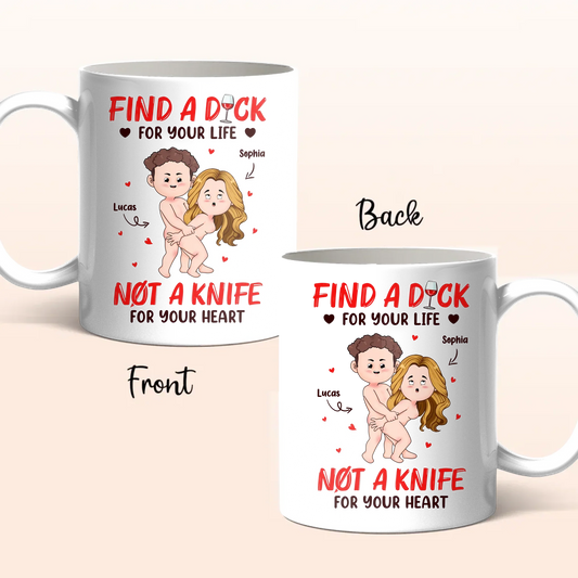 Personalized Funny Couple Coffee Mug - Valentine's Day Gift Idea For Husband/Wife - Not A Knife For Your Heart