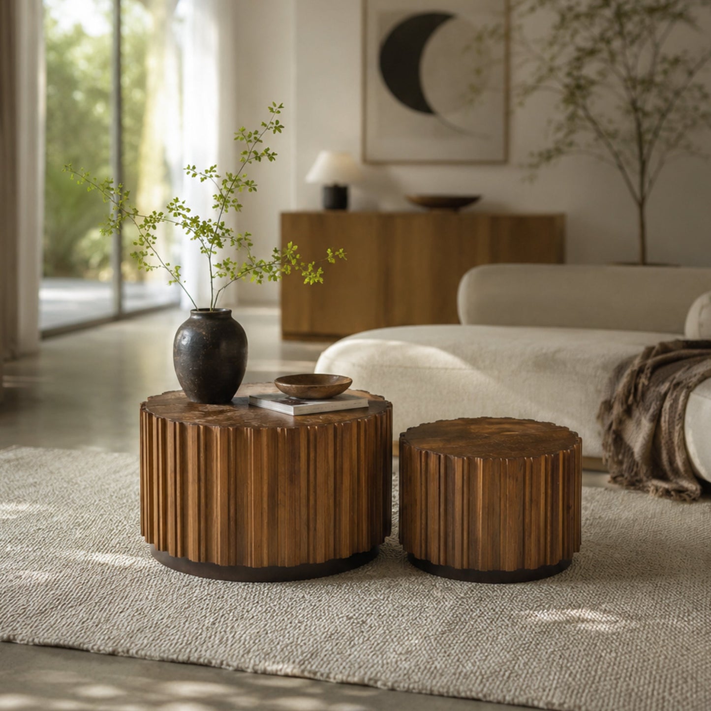 19.7" + 27.5" Round Nesting Coffee Table Set of 2