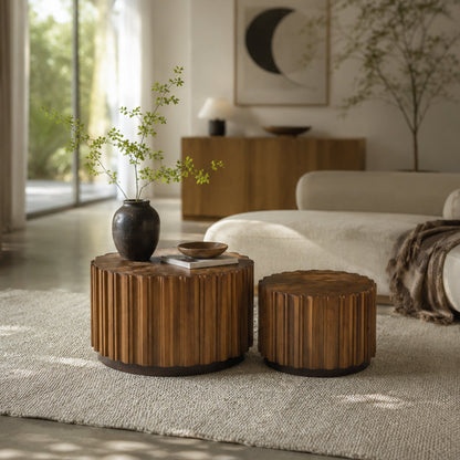 19.7" + 27.5" Round Nesting Coffee Table Set of 2