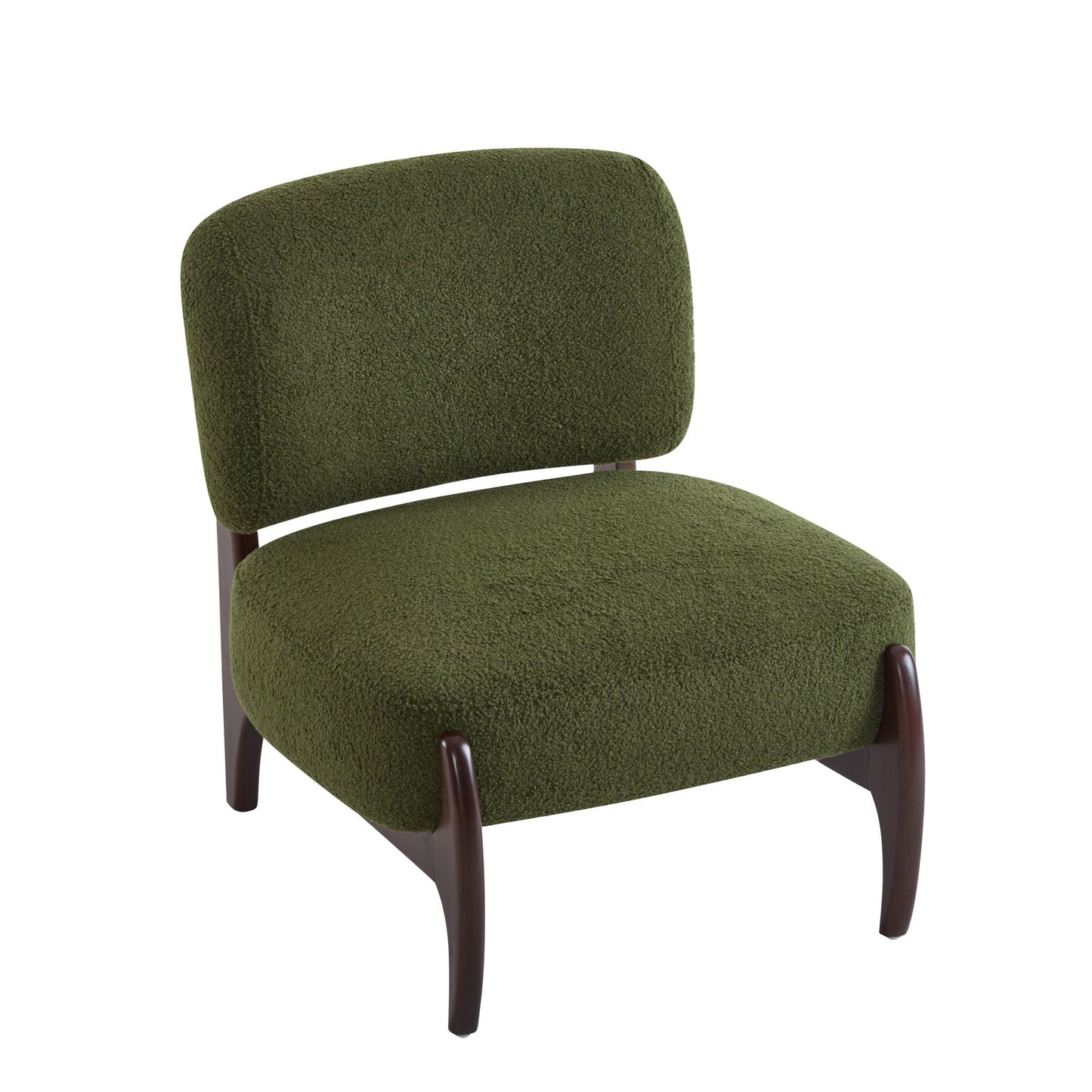 Modern Boucle Lounge Chair With Solid Wood Frame