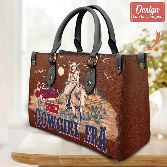 Personalized Cowgirl PU Leather Handbag with Long Straps - Gift Idea For Horse Lover - In Her Cowgirl Era
