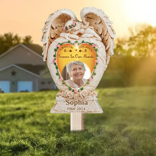 Personalized Memorial Metal Sign - Memorial Gift Idea - Always On Our Minds Forever In Our Hearts