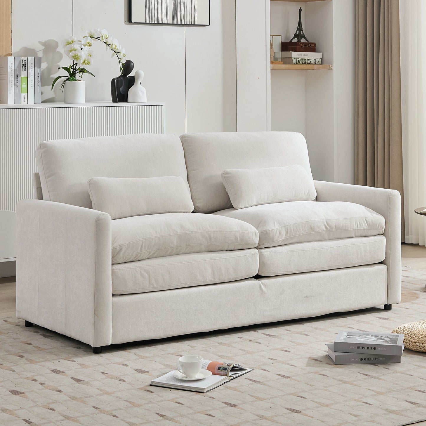 Cozy Upholstered Cushion Loveseat Sofa For Living Room