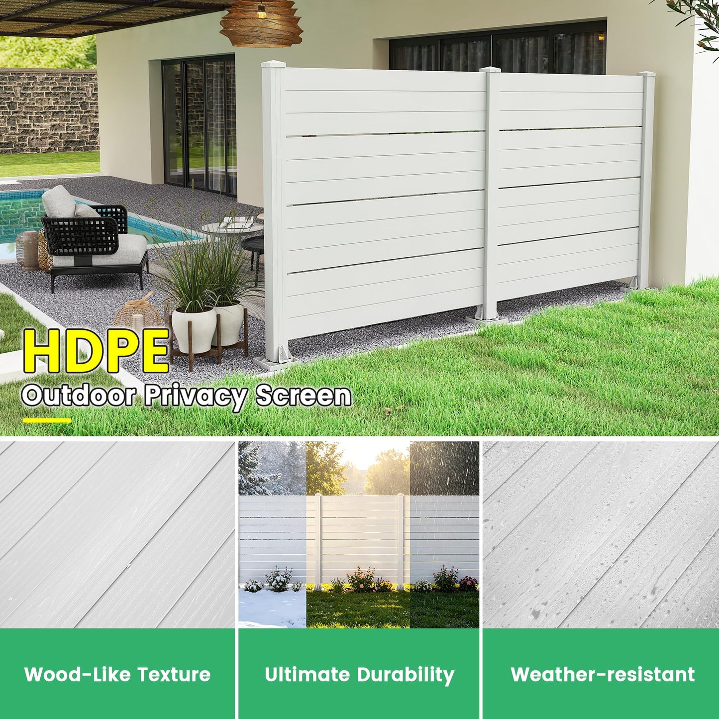 50" W x 49" H Outdoor Privacy Screen with Aluminum Posts, 2 Panels