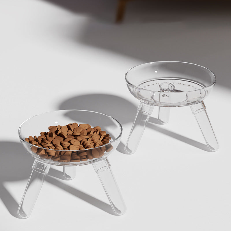 Pet Cat And Dog Feeding Bowl Household Cat And Dog Drinking Water Anti-knock Feeder Transparent Glass Bowl Cat Bowl
