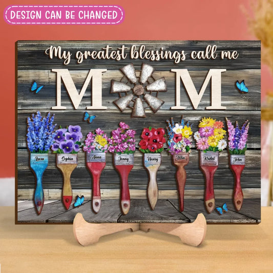 Personalized Home Wooden Art - Gift Idea For Mom/Grandma with up to 8 Kids - Blessed To Be Called Grandma