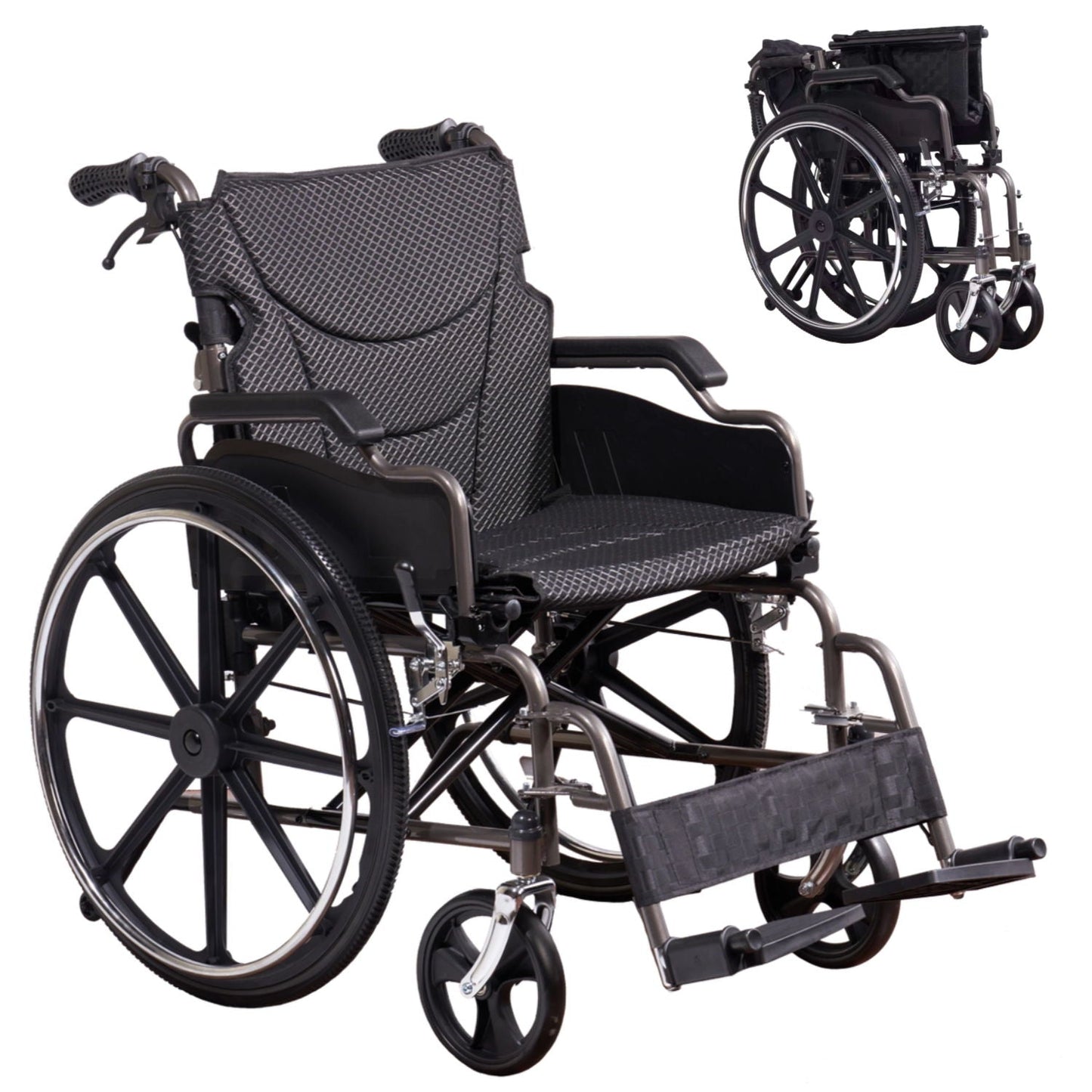 Heavy-Duty Manual Wheelchair for Adults with Double X Force Support