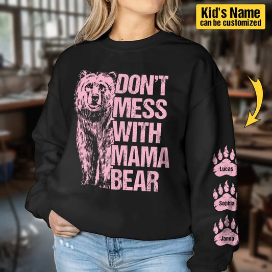 Personalized Bear AOP Sweater - Gift Idea For Mother's Day With Up To 6 Kids - Don't Mess With Mama Bear
