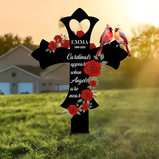 Personalized Memorial Metal Sign - Memorial Gift Idea - Cardinals Appear When Angels Are Near