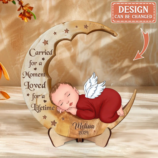 Personalized Memorial Wooden Art - Memorial Gift Idea For Loss Of Baby - We Will Hold You In Our Hearts Until We Can Hold You In Heaven