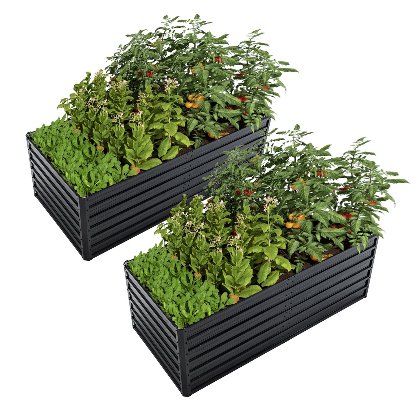 2-Pack 6x3x2 FT Galvanized Metal Raised Garden Beds