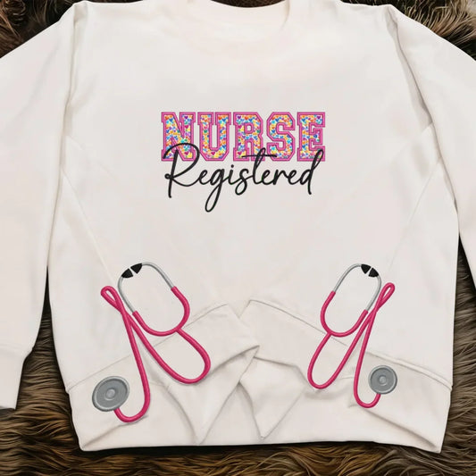 Personalized CNA/LPN/RN/L&D Nurse Embroidered Side Split Sweater - Gift Idea For Doctor/Nurse