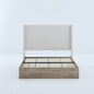 Shelton - Queen Upholstered Wingback Bed With 54" High Headboard - Ivory / Light Gray / Camel Oak