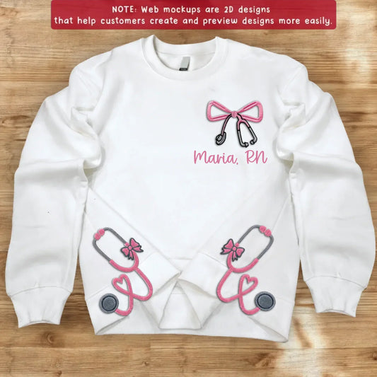 Personalized Stethoscope Doctor/Nurse/Medical Embroidered Side Split Sweater - Gift For Doctor/Nurse - Custom Name