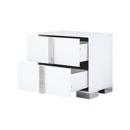 Elegant Nightstand with Metal Foot