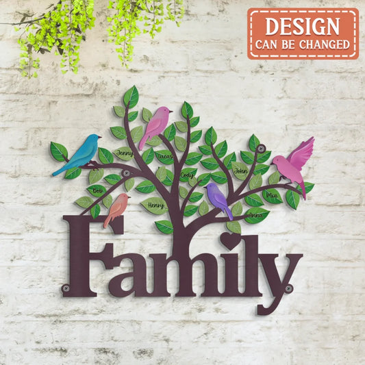 Personalized Family Metal Sign - Gift Idea For Family With Up to 12 Members