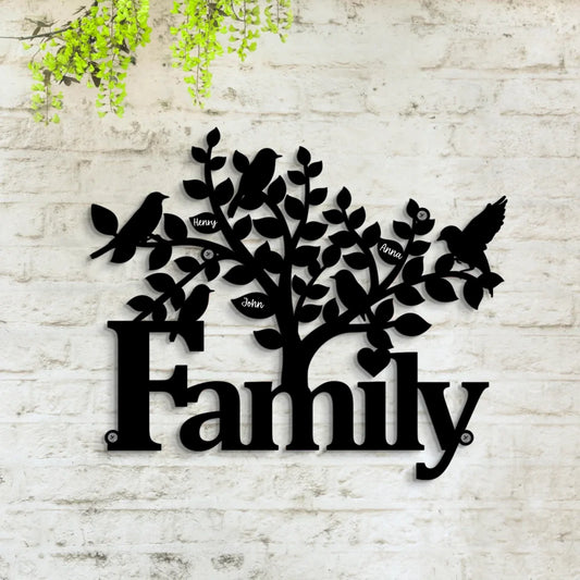 Personalized Family Black Metal Sign - Gift Idea For Family With Up to 12 Members