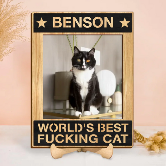 Personalized Cat Photo Wooden Art - Gift Idea For Cat Lover