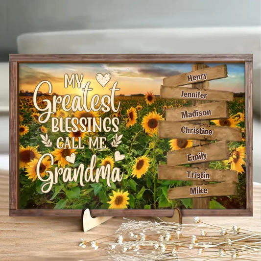 Custom Grandma Wooden Art - Gift Idea For Grandma/Grandkid - My Greatest Blessings Call Me Grandma