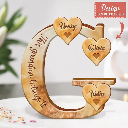 Personalized Grandma Wooden Art - Mother's Day/Birthday Gift For Grandma - Up to 7 Grandkids - This Grandma Belongs To