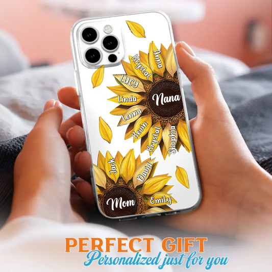 Custom Personalized Sunflower Grandma Phone Case -Upto 11 Kids - Mother's Day Gift Idea for Mom/Grandma -  Case For iPhone/Samsung