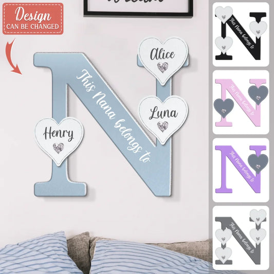 Personalized Nana Metal Sign - Mother's Day/Birthday Gift For Grandma - Up to 7 Grandkids - This Grandma Belongs To