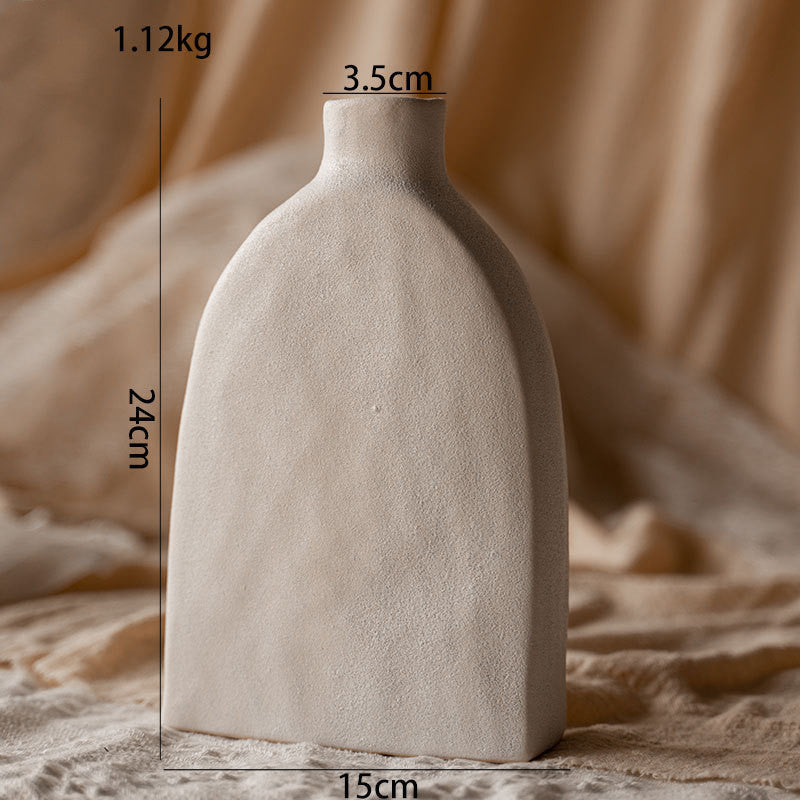 Creative Solitary Style Simple Ceramic Vase Living Room Dry Flower Arrangement Dining Table Bedroom Clay Pot Decoration Ornaments