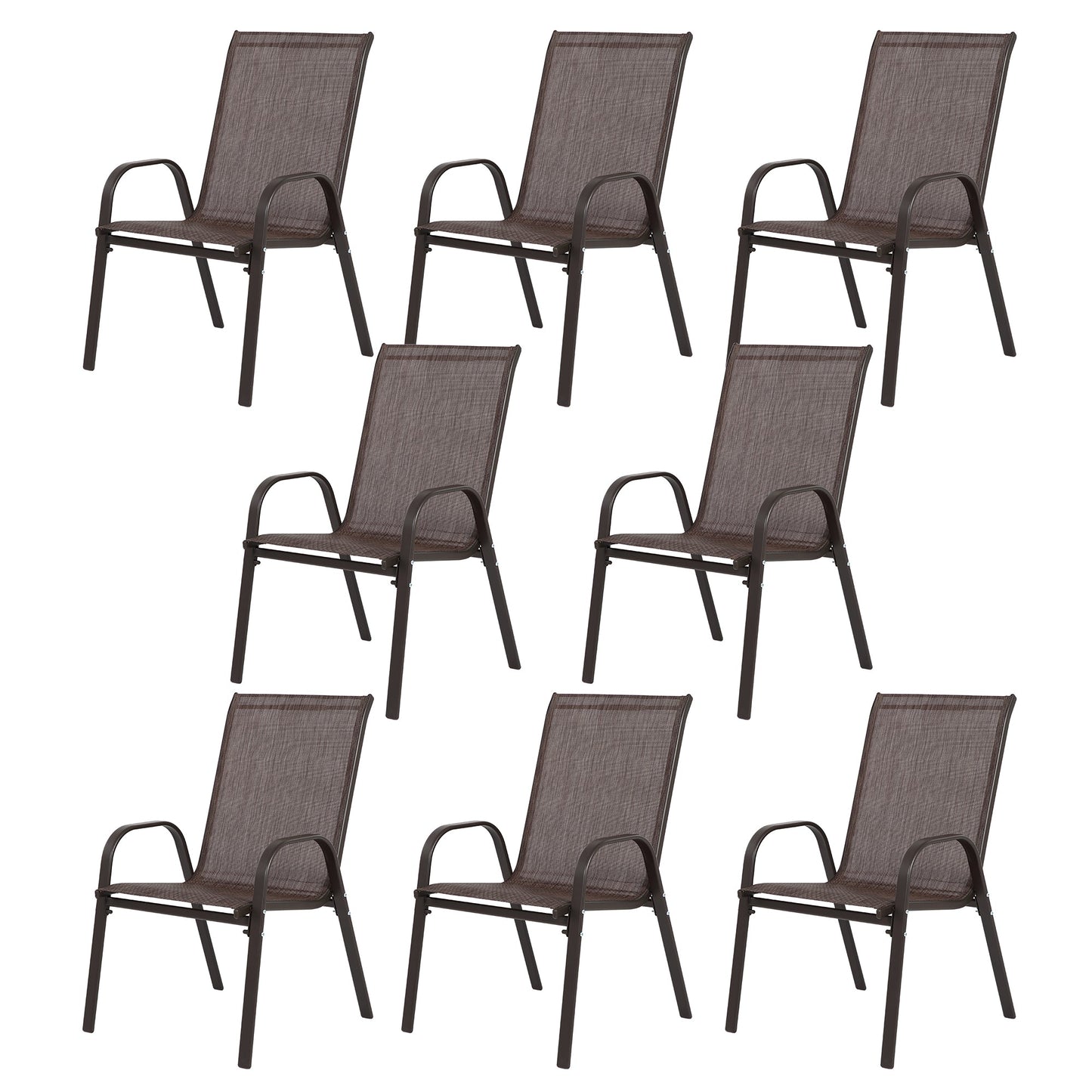 8 Piece Patio Chairs with Breathable Textilene Fabric - Brown