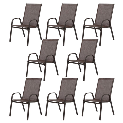 8 Piece Patio Chairs with Breathable Textilene Fabric - Brown