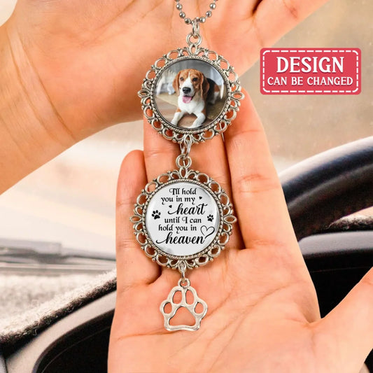 Personalized Dog Memorial Car Charm - Upload Photo - Sympathy Gift For Loss Of Dog - A Piece Of My Heart Lives In Heaven