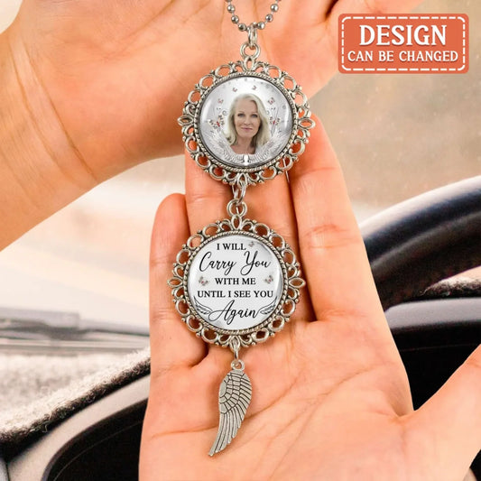 Personalized Mom Memorial Car Charm - Sympathy Gift For Loss Of Mother - Upload Photo - I Have An Angel In Heaven I Call Her Mom