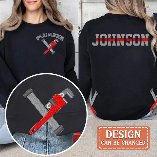 Custom Personalized Plumber Embroidered Split Side Bow Sweater - Gift Idea For Plumber Wife/ Man