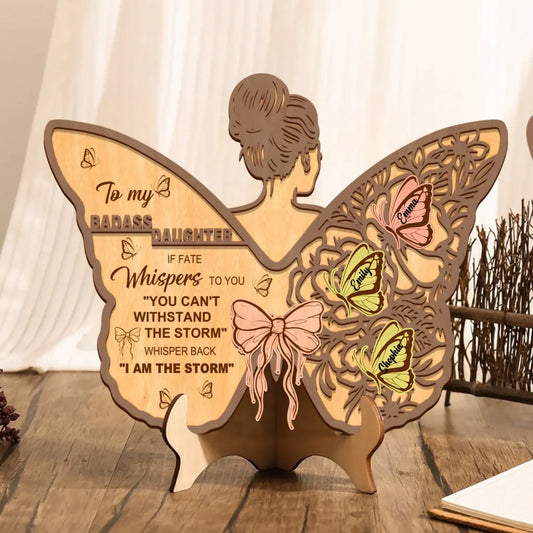 Personalized Daughter 3 Layered Wooden Art - Inspirational Gift for Daughter - Butterfly Design