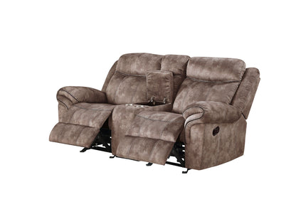 Zubaida Two Tone Recliner Loveseat with USB Port Console