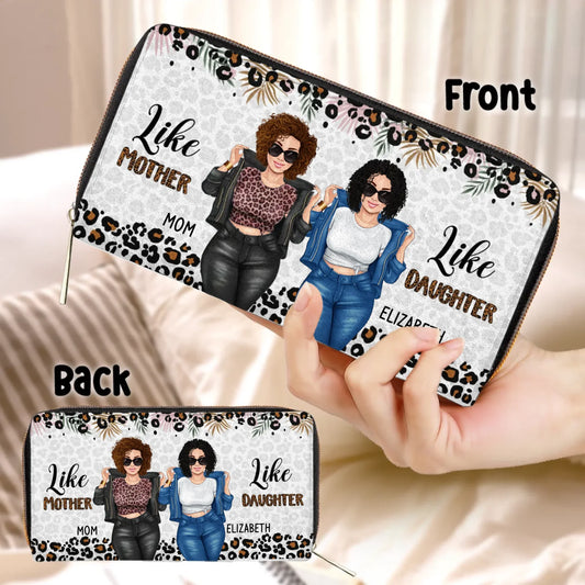 Personalized Mom and Daughter Long Wallet - Best Gift for Mother/Grandma - Like Mother Like Daughter