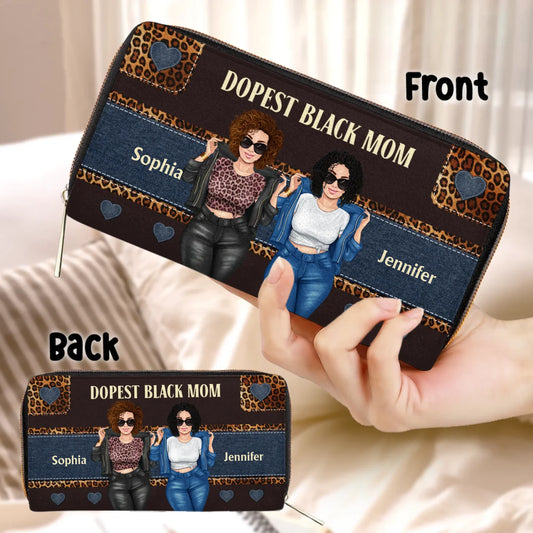Personalized Mom and Daughter Long Wallet - Best Gift for Mother/Grandma - Dopest Black Mom