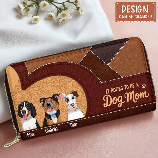 Personalized It Rocks To Be A Dog Mom Long Wallet - Best Mother's Day Gift For Dog Lover